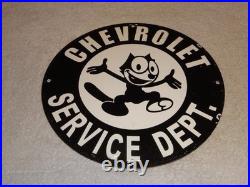Vintage Chevrolet Service Department Felix The Cat 11 3/4 Porcelain Metal Sign