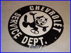 Vintage Chevrolet Service Department Felix The Cat 11 3/4 Porcelain Metal Sign