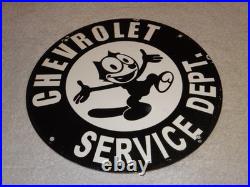 Vintage Chevrolet Service Department Felix The Cat 11 3/4 Porcelain Metal Sign Vintage Chevrolet Service Department Felix The Cat 11 3/4 Porcelain Metal Sign