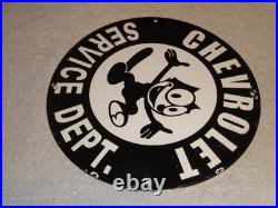 Vintage Chevrolet Service Department Felix The Cat 11 3/4 Porcelain Metal Sign