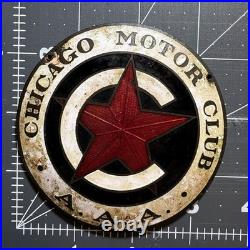 Vintage Chicago Motor Club AAA Metal Star Emblem Sign Badge Auto Gas Oil Adverti