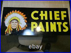 Vintage Chief Paints Metal Sign 28 X 12 Double Sided