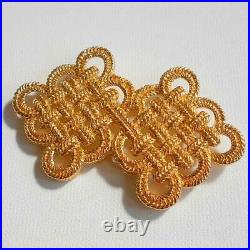 Vintage Christian Dior Brooch Goldtone Chinese Knot Pin Signed Marked