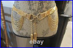Vintage Christian Dior Gold Mesh Rope Chain Runway Belt Signed Tassels Excellent