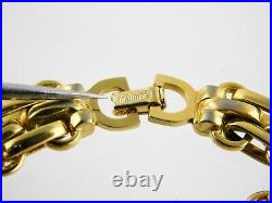 Vintage Christian Dior Goldtone Metal Panther Link Bracelet Signed 7.75 Inches