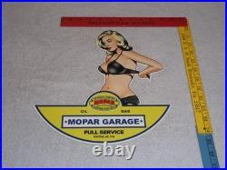 Vintage Chrysler Mopar Full Service Garage Woman 12 Metal Car Gasoline Oil Sign