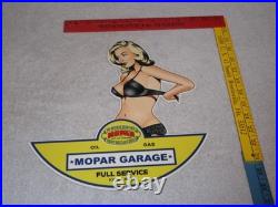Vintage Chrysler Mopar Full Service Garage Woman 12 Metal Car Gasoline Oil Sign