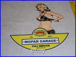 Vintage Chrysler Mopar Full Service Garage Woman 12 Metal Car Gasoline Oil Sign
