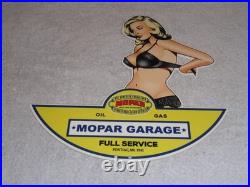 Vintage Chrysler Mopar Full Service Garage Woman 12 Metal Car Gasoline Oil Sign