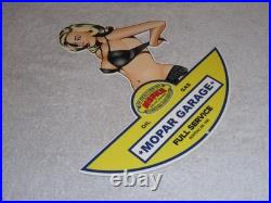 Vintage Chrysler Mopar Full Service Garage Woman 12 Metal Car Gasoline Oil Sign