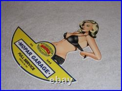 Vintage Chrysler Mopar Full Service Garage Woman 12 Metal Car Gasoline Oil Sign