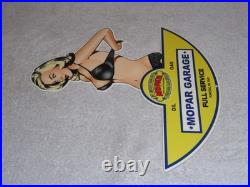 Vintage Chrysler Mopar Full Service Garage Woman 12 Metal Car Gasoline Oil Sign