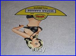 Vintage Chrysler Mopar Full Service Garage Woman 12 Metal Car Gasoline Oil Sign