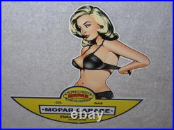 Vintage Chrysler Mopar Full Service Garage Woman 12 Metal Car Gasoline Oil Sign