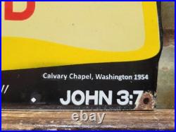 Vintage Church Porcelain Sign 1954 Christian Seek The Lord Bible God Religion