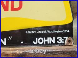 Vintage Church Porcelain Sign 1954 Christian Seek The Lord Bible God Religion