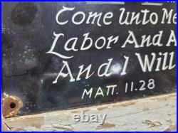 Vintage Church Porcelain Sign God Christian Bible Verse Religion Lords Prayer