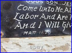 Vintage Church Porcelain Sign God Christian Bible Verse Religion Lords Prayer