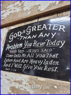 Vintage Church Porcelain Sign God Christian Bible Verse Religion Lords Prayer