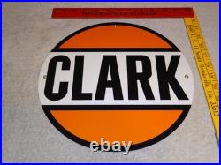 Vintage Clark Gasoline 11 3/4 Porcelain Metal Service Station Pump Plate Sign