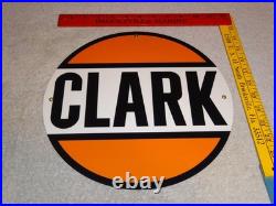 Vintage Clark Gasoline 11 3/4 Porcelain Metal Service Station Pump Plate Sign