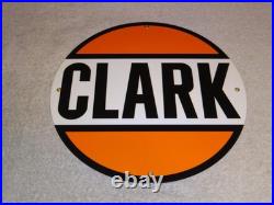 Vintage Clark Gasoline 11 3/4 Porcelain Metal Service Station Pump Plate Sign