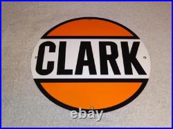 Vintage Clark Gasoline 11 3/4 Porcelain Metal Service Station Pump Plate Sign