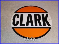 Vintage Clark Gasoline 11 3/4 Porcelain Metal Service Station Pump Plate Sign