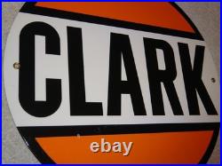 Vintage Clark Gasoline 11 3/4 Porcelain Metal Service Station Pump Plate Sign