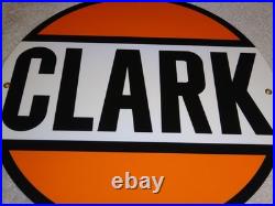 Vintage Clark Gasoline 11 3/4 Porcelain Metal Service Station Pump Plate Sign