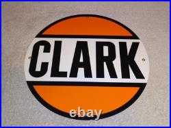 Vintage Clark Gasoline 11 3/4 Porcelain Metal Service Station Pump Plate Sign
