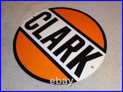 Vintage Clark Gasoline 11 3/4 Porcelain Metal Service Station Pump Plate Sign