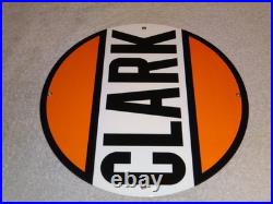 Vintage Clark Gasoline 11 3/4 Porcelain Metal Service Station Pump Plate Sign