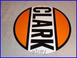 Vintage Clark Gasoline 11 3/4 Porcelain Metal Service Station Pump Plate Sign