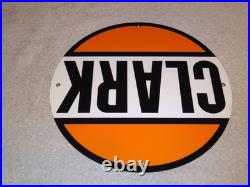 Vintage Clark Gasoline 11 3/4 Porcelain Metal Service Station Pump Plate Sign