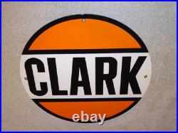 Vintage Clark Gasoline 11 3/4 Porcelain Metal Service Station Pump Plate Sign