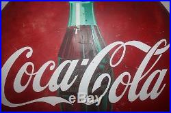 Vintage Coca Cola 1950's Button Metal 36 Sign NICE