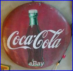 Vintage Coca Cola 48 Metal Button SignCoke AdvertisingScratchesOriginal
