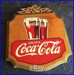 Vintage Coca Cola Coke Sign Kay Display, Wood & Metal Advertising Piece