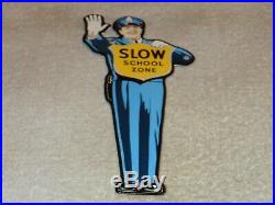 Vintage Coca Cola Cop Slow School Zone 9 Porcelain Metal Soda Pop Gas Oil Sign
