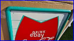 Vintage Coca Cola Fishtail Sign Soda Pop Gas Station 54 Metal Rare mca 1159