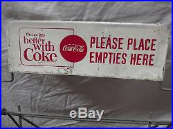 Vintage Coca-Cola Metal Bottle Return Rack With Sign, hard to find