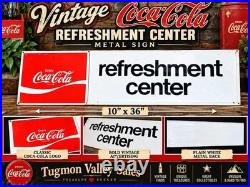 Vintage Coca-Cola Refreshment Center Metal Sign 10x36 Advertising Coke