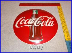 Vintage Coca Cola Soda Bottle Trademark Reg. 12 Domed Porcelain Metal Gas Sign