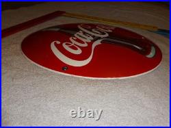 Vintage Coca Cola Soda Bottle Trademark Reg. 12 Domed Porcelain Metal Gas Sign Vintage Coca Cola Soda Bottle Trademark Reg. 12 Domed Porcelain Metal Gas Sign