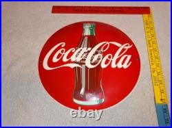 Vintage Coca Cola Soda Bottle Trademark Reg. 12 Domed Porcelain Metal Gas Sign