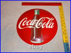 Vintage Coca Cola Soda Bottle Trademark Reg. 12 Domed Porcelain Metal Gas Sign