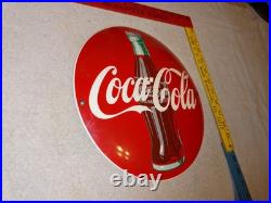 Vintage Coca Cola Soda Bottle Trademark Reg. 12 Domed Porcelain Metal Gas Sign