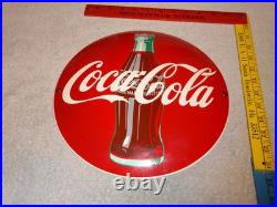 Vintage Coca Cola Soda Bottle Trademark Reg. 12 Domed Porcelain Metal Gas Sign