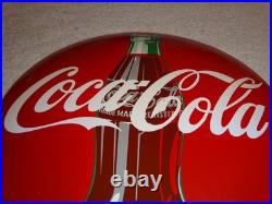Vintage Coca Cola Soda Bottle Trademark Reg. 12 Domed Porcelain Metal Gas Sign